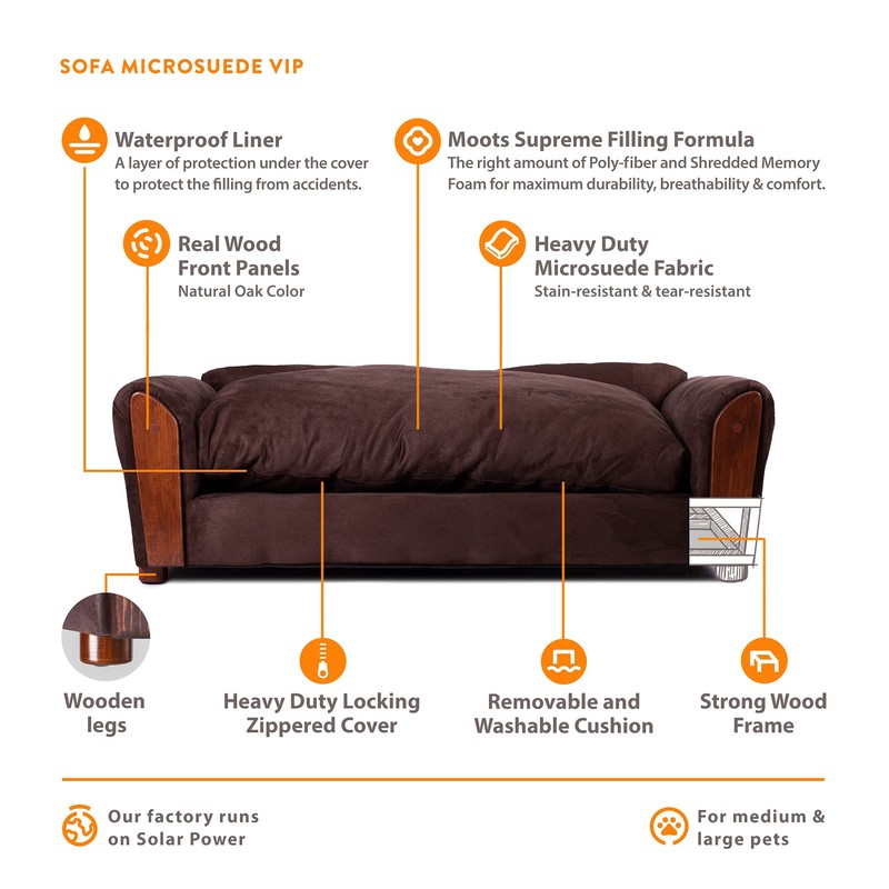 Moots VIP Microsuede Oak Pet Couch, Brown, Medium/Large