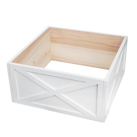 Christmas Tree Collar Box, 22" L White Wooden Tree Collar, Christmas Tree Stand Cover, Tree Skirt Box for Below 8ft Christmas Tree Decoration