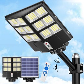 Gefolly 1800w IP67 Solar Streetlights Outdoor lighting,  100000LM Solar Parking Lot Lights Commercial Dusk to Dawn, Suitable for various weather Solar Flood Lights with Motion Sensor for Garage, Courtyard, Driveway