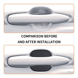 TANGSEN Car Door Handle Protector Cover Seal Sticker Scratch Concealment Guard Scratch Protection Carbon Door Knob TPU Protective Film Parts Accessories Exterior Universal Type Black 4-Piece Set