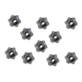 10 tuercas de sujeción moleteadas métricas M8/1.25 en forma de estrella, de plástico negro, tuerca de mariposa, mango de pomo, mango de desmalezador, 