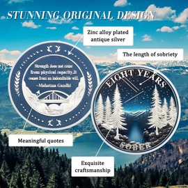 ACGZQY 8 Years Sobriety Coin - Star Forest, Reborn from the Storm, AA Chip & Medal, Sober Token, Gift for Alcoholics Anonymous