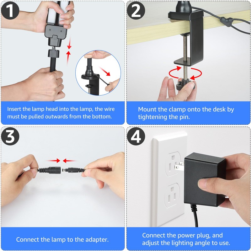 ShineTech LED Desk Lamp for Home Office, 5000K Bright Double