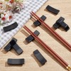 PLIGREAT 10 Pcs Black Chopsticks Rest Chinese Ceramic Chopsticks Holder