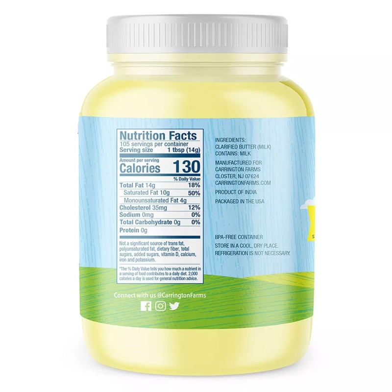 Carrington Farms Grass-FED Ghee 54oz. Expiry 9/2025