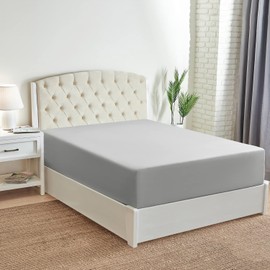 Mellanni Extra Deep Pocket Queen Fitted Sheet - Iconic Collection Bedding Sheets - Soft & Cooling Sheets with up to 21 inch Deep Pocket -Fade & Stain Resistant - 1 PC (Queen, Light Gray)