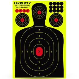 LikeLety 10 Pack 12 x18 Inch Silhouette Splatter Targets, Adhesive Shooting Target Stickers with Yellow Effect for Outdoor Indoor Practice
