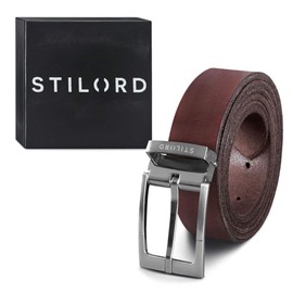 STILORD Vintage Leather Belt Men Women Universal Shortenable Genuine Leather Belt Men's Belt Women's Belt Buffalo Leather, Cresto - Brown | Brushed Buckle - Silver I I