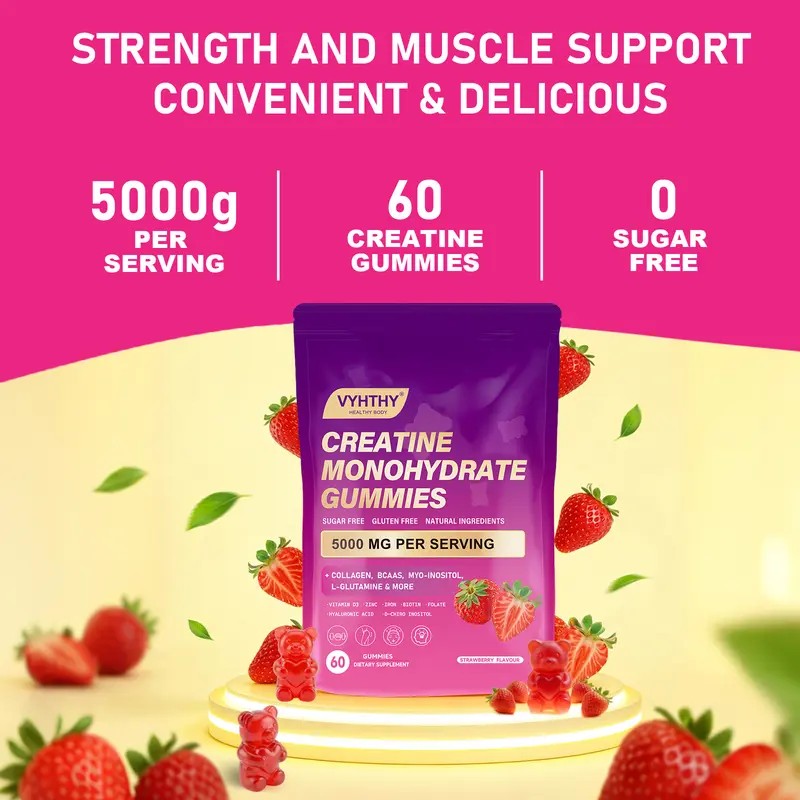 Creatine Monohydrate Gummies for Women – Muscle Recovery Support, Workout