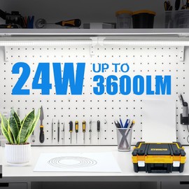 CNSUNWAY 2FT LED Shop Light, 24W 5000K 3600LM Super Bright, Utility T8 LED Light Fixture, D Shape, High Output, Linkable Shop Lights Tubes for Room, Garage, Workbench, Plug and Play, 2 Pack