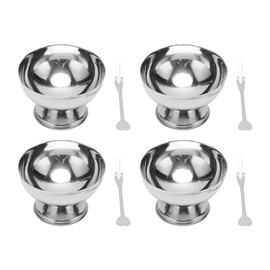 Pssopp 4 Piece Ice Cream Bowl, Stainless Steel Dessert Bowl, Food Grade Metal Dessert Bowls for Dessert Rice Yogurt
