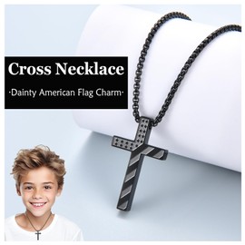 EPVIDO Baptism Gifts for Boys Cross Necklaces Teen Boys Catholic Christian Jewelry Easter Stocking Stuffers for Son Grandson Nephew
