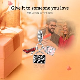 Rimgoris 925 Sterling Silver Women Bracelets Necklace High heels Bags Perfume Pendant Women Bracelet Charm Mother's Day with Zirconia