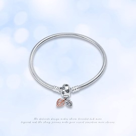 XWN Snake Chain Watch Bracelet, 925 Sterling Silver Round Clasp Charm Silver Bracelet Jewelry Gift, Suitable for European Charms, Ideal for Women and Girls.X96-124