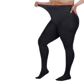 LISSELE Opaque Plus Size Tights for Women - Microfiber, Run Resistant Toe Plus Size Stockings - Black, 2X, 1 Tights Pack