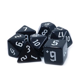 DollaTek 2 Sets Black Dice Polyhedral 7-Die Dice Set Compatible with Dungeons and Dragons DND Role Playing White Pattern
