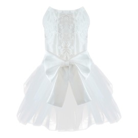 Dog Dress,Pet Wedding Dress Princess Formal Tutu Skirt with Bowknot,Puppy Birthday Party Outfit Apparel Girl for Small Dogs Cats (White Lace, X-Small)