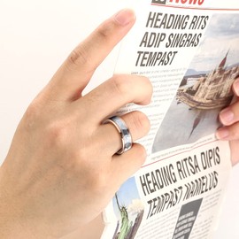 TUNGSTORY 8mm Hammered Mens Wedding Ring Bands Silver Rose Gold Tungsten Ring Step Edges Comfort Fit Size V 1/2