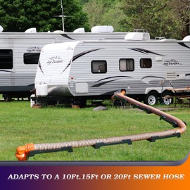 RV Sewer Hose Support,Sewer Hose Drain Support Kit,9 different heights Works Over Uneven Terrain For Increased Drainage,Adapts to a 10ft,15ft or 20ft Sewer Hose Kit,Black-10Ft