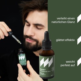 Monolit | Bartöl herren | Beard oil | Bart öl | Feuchtigkeitsspendend | Nährend | Weichmachend | Avocadoöl | Jojobaöl | Arganöl | Vitamin E | Sandelholzduft | Flasche mit Pipette | Ergiebig | 30 ml