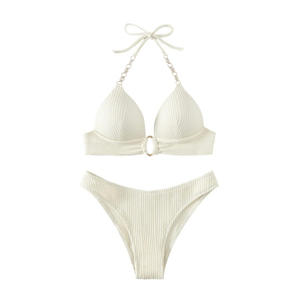 GORGLITTER Push Up Bikini Women's Set Bikini with Rhinestone Chain