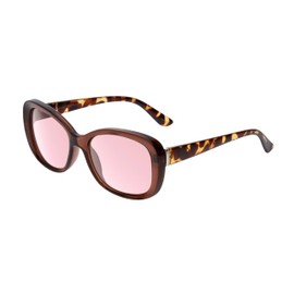 Calabria Sophia Pink FL-41 Reading Glasses +3.00 Brown Crystal Tortoise Women's Migraine Glasses FL41 Blue Light Sensitivity