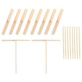 Laroal 10 Pieces Wooden Dragonfly Hand Rub DIY Propeller Flying Helicopter Game for Outdoor Patio Garden Fun and Entertainment