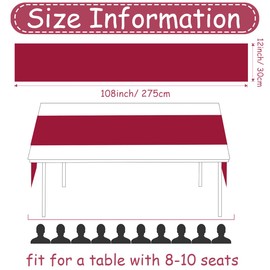 Cinvo Satin Table Runner 5 Pack Silk Smooth Fabric Table Runners 12 x 108 Inch for Wedding Birthday Banquet Party Christmas Holiday Decoration (Dark Red)