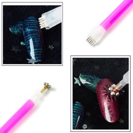 8 Pieces Nail Magnet Tool Set, Double-head Flower Design Nail Magnet Pens Magnet Stick 3D Magnetic Cat Eye Gel Polish Nail Art, for DIY 3d Magnetic, Salon, Studio or Home