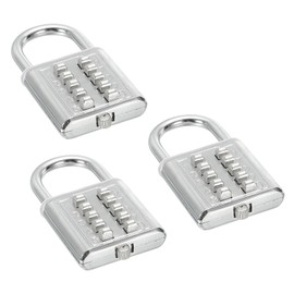 PATIKIL 10 Digit Combination Lock, 3 Pack 5 Position Locking Mechanism Push Button Security Digital Lock for Gym Sports Locker Silver Tone