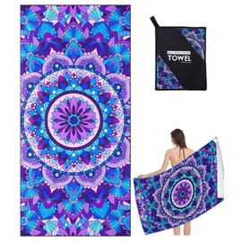 Xndryan Microfibre Beach Towel for Adults, 200x90cm Large Beach Towel Sand Free Quick Dry Beach Towels, Super Absorbent Swimming Towel, Lightweight Travel Towel