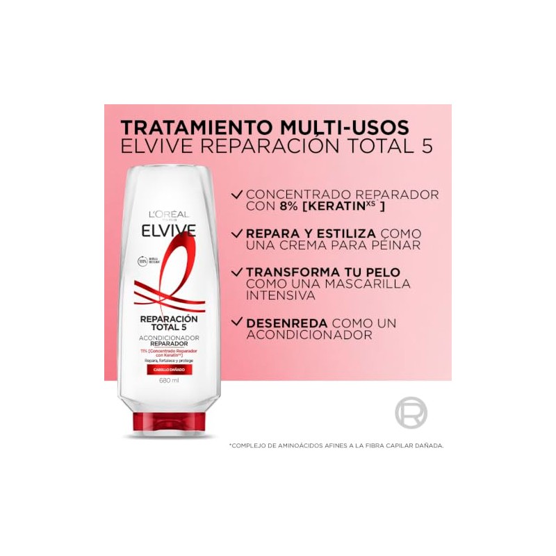 LOréal Paris Acondicionador Reparación Total 5 Elvive 370 ml
