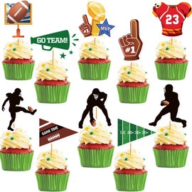 10Pcs Football Cupcake Toppers Football Birthday Party Decorations First Down Football Birthday Party Cupcake Topper Football Baby Shower Decorations Super Bowl Party Supplies