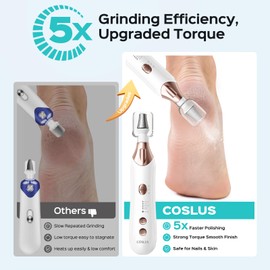 COSLUS Professional Manicure Pedicure Kit: Electric Nail File Set, 5 Speed Cordless Nail Drill Care Machine Rechargeable for Thick Nails, Toenail Grinder Cuticle Trimmer Callus Remover