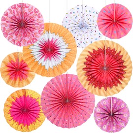 Outus Confetti Sprinkles Hanging Paper Fans Donut Decorations Classroom Decor Ceiling Wall Garland for Girl Donut Birthday Baby Shower Classroom Bulletin Board Decor Wedding