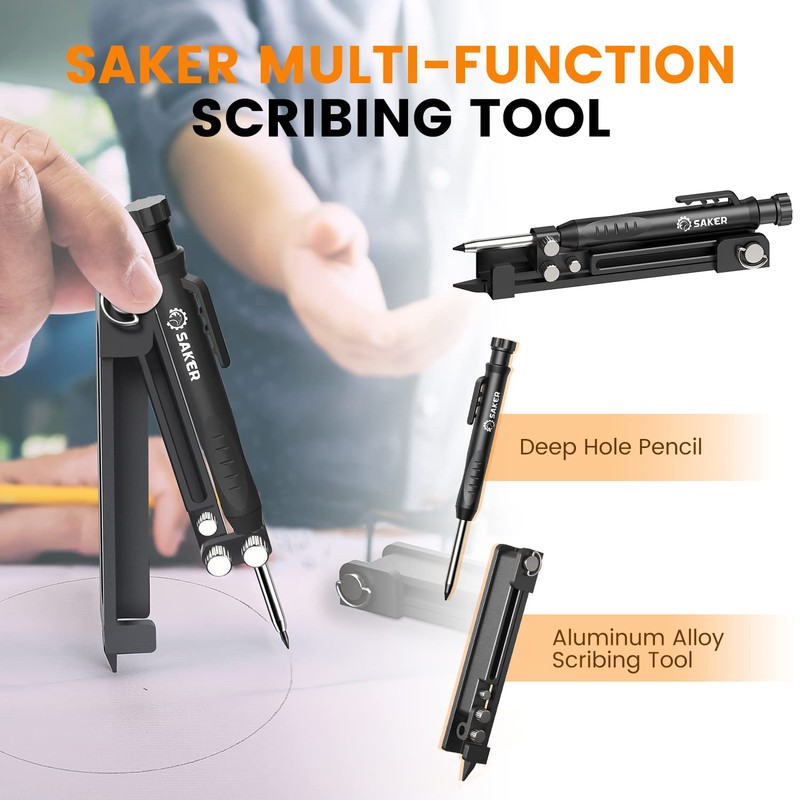 Saker Multi-function Scribing Tool- Construction Pencil- Aluminum Alloy Scribe Tool