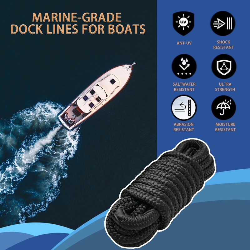LEPAOSHENG Boat Dock Lines & Ropes for Docking, 4 Pack
