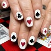 Uñas postizas cuadradas blancas cortas estilo póker, uñas acrílicas adhesivas