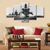 Black and White Canvas Wall Art War Ship Painting for