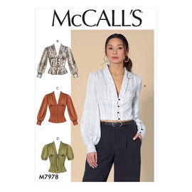McCall's Patterns McCall's Women's V-Neck Blouse, Sizes 6-14 Sewing Pattern, various, White