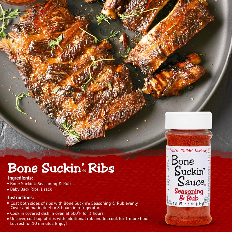 Bone Suckin' Seasoning & Rub, Original Blend, 5.8 Oz, Grilling