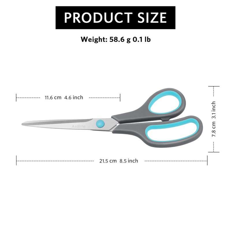 Asdirne Scissors, Stainless Steel Blades, Soft Grip Handle, Suitable for