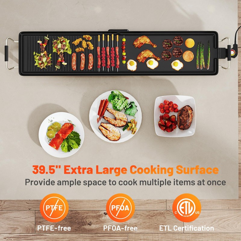 ARLIME 39.5" Extra Large Electric Griddle, Nonstick Countertop BBQ Grill