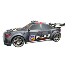 Vangoddy Friction-Powered Glowing Sporty Street Racer Police Car with Lights Siren Sounds for Kids Boys Girls (Smokey Grey)