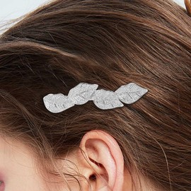 Zeshimb Boho Rhinestone Leaf Hair Clip Crystal Leaf Cluster Hairpin Barrette Silver Leaves Non-Slip Metal Geometric Hair Barrettes Wedding Headpiece Hair Styling Accessories for Women Girls