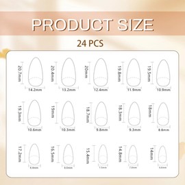 Shimmerz 24 Piece 3D Gold Flowers Artificial Nails Almond Shape Red Heart Pattern False Nails Medium Length Shiny Stick-On Nails for Ladies Manicure Accessories