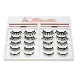 10 Pairs Magnetic Lashes Kit Liquid Eyeliner Tweezer Lightweight False Eyelash Extensions Kit