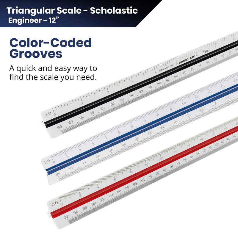 2 Pack Pacific Arc Engineer Triangle Scale Ruler 12 Inch