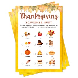 CBFEBCBST Thanksgiving Party Game Cards, Scavenger Hunt Game Cards for 30 Guests, Friendsgiving Treasure Hunt Games Fall Thanksgiving Harvest Activities Party Games Supplies -A09