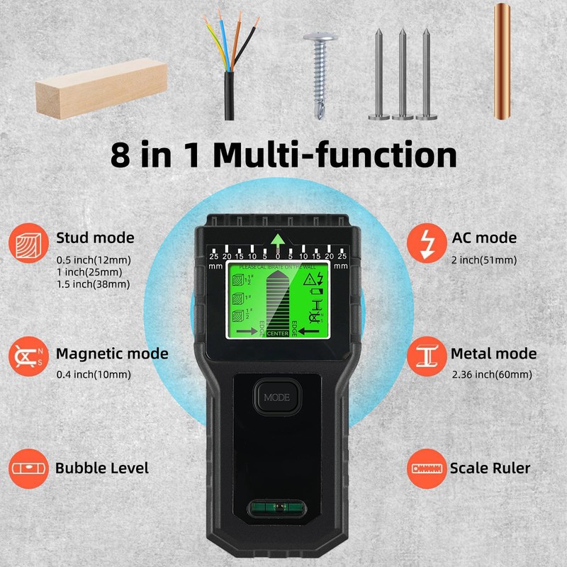Stud Finder Wall Scanner，WOVTE 8 in 1 Electronic Stud Detector